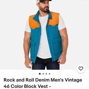 Rock & Roll Denim Mens Vintage 46 Color Block Vest. S-M. Excellent condition.